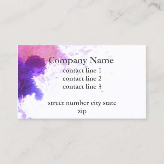 Carte De Visite aquarelle artistique scintillement violet design (Dos)
