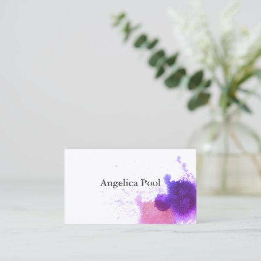 Carte De Visite aquarelle artistique scintillement violet design (Debout devant)
