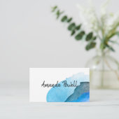 Carte De Visite aquarelle artistique turquoise abstrait (Debout devant)