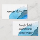 Carte De Visite aquarelle artistique turquoise abstrait (Devant / Derrière)