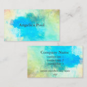 Carte De Visite aquarelle artistique turquoise design d'art abstra (Devant / Derrière)