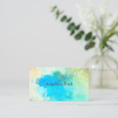Carte De Visite aquarelle artistique turquoise design d'art abstra (Debout devant)