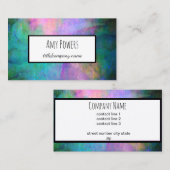 Carte De Visite aquarelle artistique turquoise et violette (Devant / Derrière)