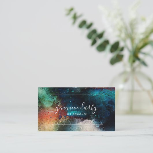 Carte De Visite Aquarelle Artsy Script créatif Abstrait (Debout devant)