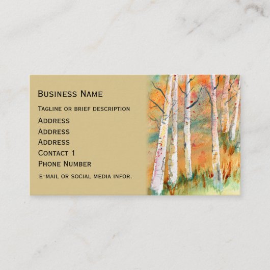 Carte De Visite Aquarelle Automne Aspen Trees (Devant)