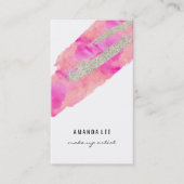 Carte De Visite Aquarelle avec Parties scintillant en argent Faux (Devant)