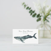 Carte De Visite Aquarelle Baleine à bosse Ocean Beach (Debout devant)