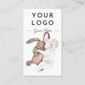Carte De Visite Aquarelle Bébé et lapin QR Code vertical (Devant)