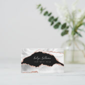 Carte De Visite aquarelle blanc et or rose agate (Debout devant)