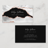 Carte De Visite aquarelle blanc et or rose agate (Devant / Derrière)