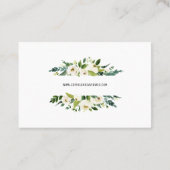 Carte De Visite Aquarelle Blanc Floral Frame Site Mariage (Dos)