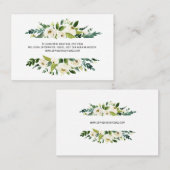 Carte De Visite Aquarelle Blanc Floral Frame Site Mariage (Devant / Derrière)