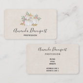 Carte De Visite Aquarelle blanche et Citrouille or (Devant / Derrière)