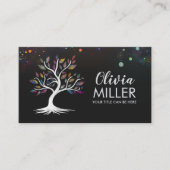 Carte De Visite Aquarelle blanche - Feuilles colorés (Devant)