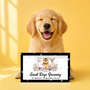 Carte De Visite Aquarelle blanche noire Petits chiens Paw Pet Pet 