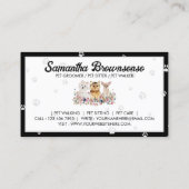 Carte De Visite Aquarelle blanche noire Petits chiens Paw Pet Pet (Dos)