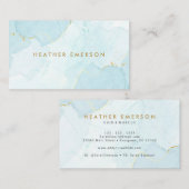 Carte De Visite Aquarelle bleu (Devant / Derrière)