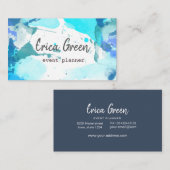 Carte De Visite Aquarelle bleu (Devant / Derrière)