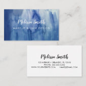 Carte De Visite Aquarelle bleu Abstrait Maquillage Artiste Salon d (Devant / Derrière)
