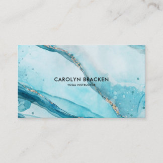 Carte De Visite Aquarelle bleu Aqua Elegant Minimaliste 