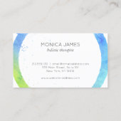 Carte De Visite Aquarelle bleu Aqua Logo Cercle Peint (Dos)