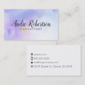 Carte De Visite Aquarelle bleu Artsy (Devant / Derrière)