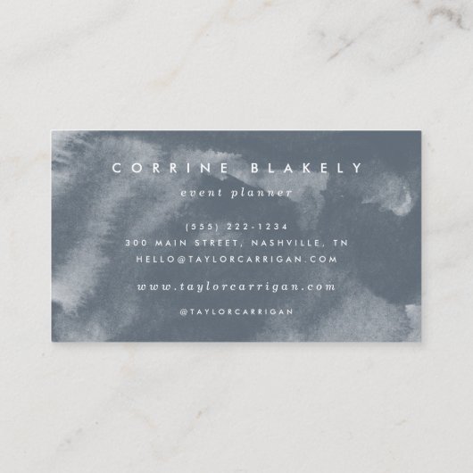 Carte De Visite Aquarelle bleu Boho (Dos)