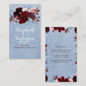 Carte De Visite Aquarelle bleu Bourgogne et bleu poussiéreux (Devant / Derrière)