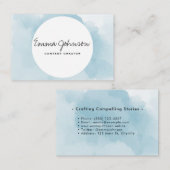 Carte De Visite Aquarelle bleu clair (Devant / Derrière)