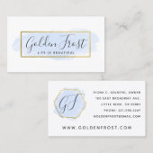 Carte De Visite Aquarelle bleu clair & Or moderne Géométrique Chic (Devant / Derrière)