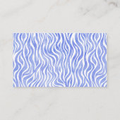 Carte De Visite Aquarelle bleu Denim Zebra Imprimer | Monogramme (Dos)