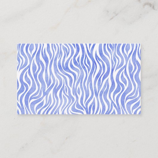 Carte De Visite Aquarelle bleu Denim Zebra Imprimer | Monogramme (Dos)