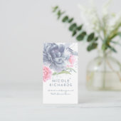 Carte De Visite Aquarelle bleu et rose doux floral élégant (Debout devant)