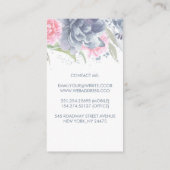 Carte De Visite Aquarelle bleu et rose doux floral élégant (Dos)
