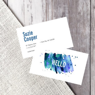 Carte De Visite Aquarelle bleu et vert professionnel