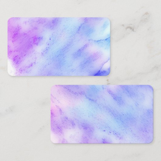 Carte De Visite aquarelle bleu et violet conception double face (Devant / Derrière)