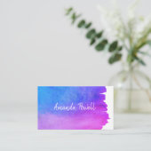 Carte De Visite aquarelle bleu et violet design artistique (Debout devant)