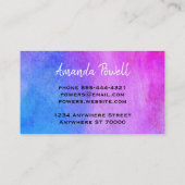 Carte De Visite aquarelle bleu et violet design artistique (Dos)
