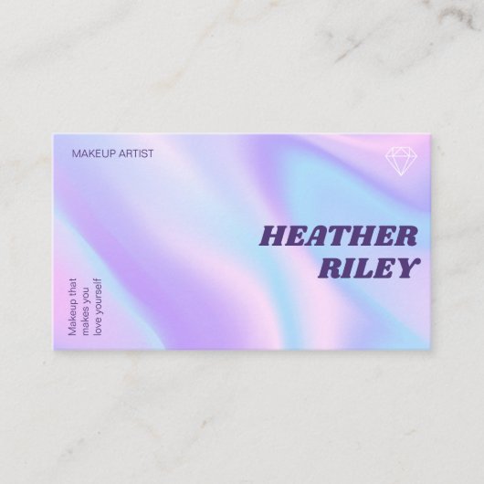 Carte De Visite Aquarelle bleu et violet Design holographique Beau (Devant)