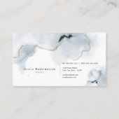 Carte De Visite Aquarelle bleu foncé marbre Abstrait (Dos)