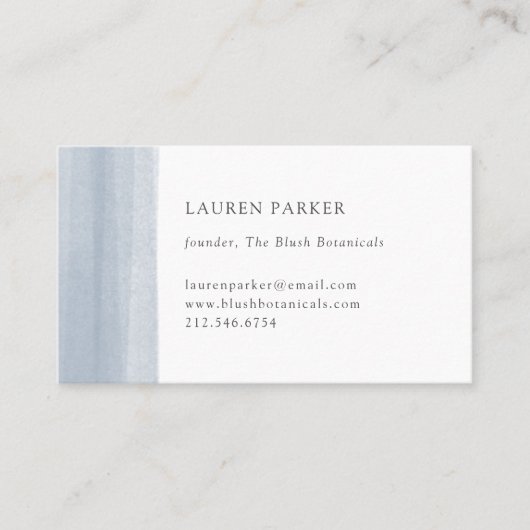 Carte De Visite Aquarelle bleu foncé simple (Devant)