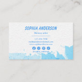 Carte De Visite Aquarelle bleu gras avec typographie moderne (Dos)