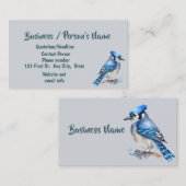Carte De Visite Aquarelle Bleu Jay Oiseau Nature Art Business (Devant / Derrière)