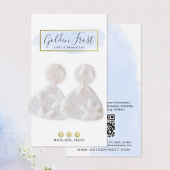 Carte De Visite Aquarelle Bleu Léger Écran de bijoux d'oreille or