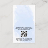 Carte De Visite Aquarelle Bleu Léger Écran de bijoux d'oreille or (Dos)
