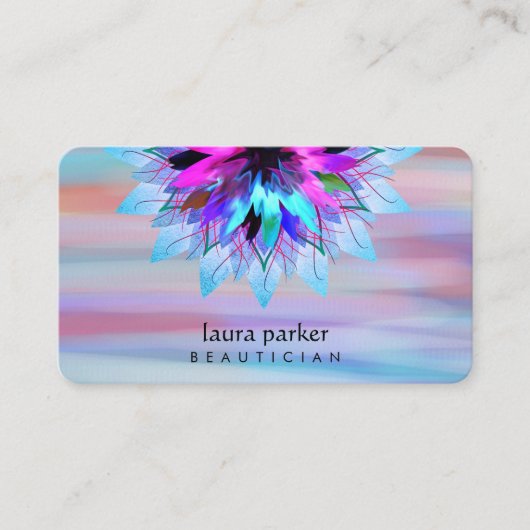 Carte De Visite Aquarelle Bleu Lotus Logo Massage Yoga (Devant)