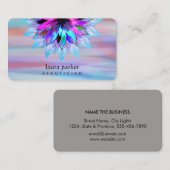 Carte De Visite Aquarelle Bleu Lotus Logo Massage Yoga (Devant / Derrière)