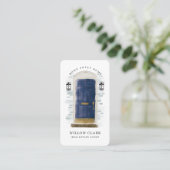 Carte De Visite Aquarelle bleu marine Agent immobilier de porte av (Debout devant)