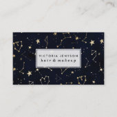 Carte De Visite Aquarelle bleu marine de la constellation d'or (Devant)