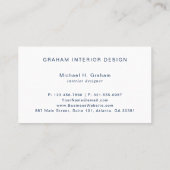 Carte De Visite Aquarelle bleu marine simple et élégante (Dos)